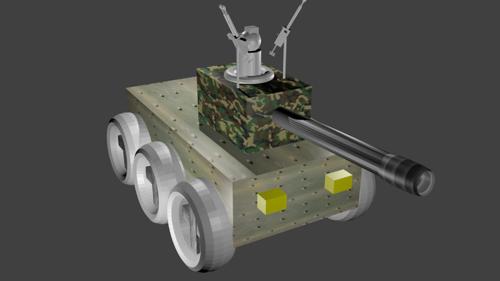 low-poly creative wheeled tank with commander (textured) preview image